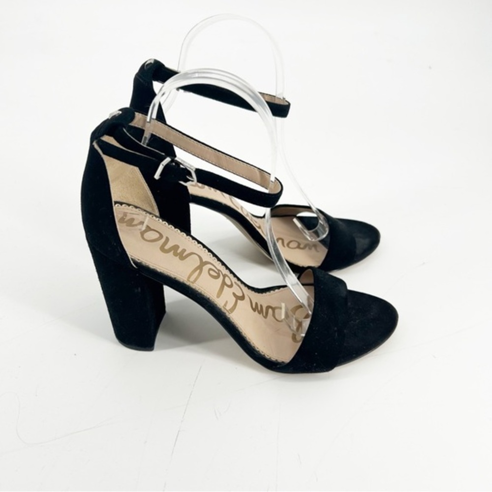 Sam‎ Edelman Yaro Black Suede Ankle Strap Block Heels 9.5